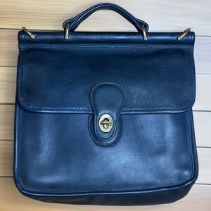 Coach, Willis Vintage Messenger Handbag Solid Black Serial Number X8D-9927